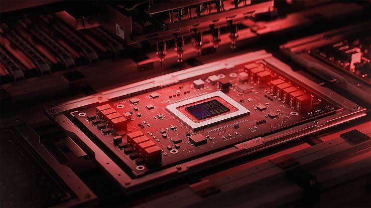 Extreme close-up of a computer processor on a circuit board